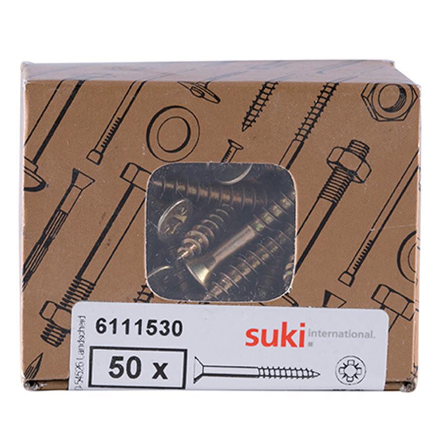 Suki Pozidriv Chipboard Screws (4 x 35 mm, Pack of 50)