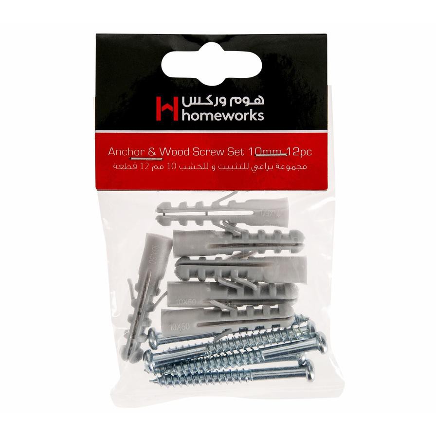 Homeworks Anchor & Wood Screw Set (10 mm, Set of 12)