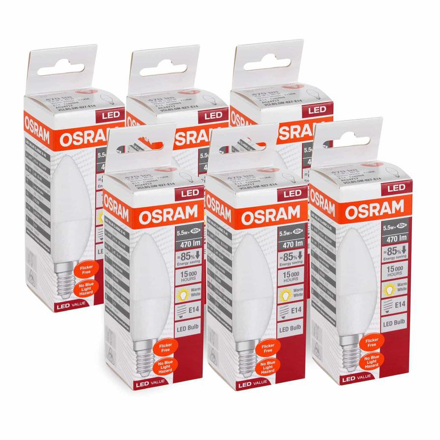 Osram E14 LED Bulb (5.5 W, Frosted White, 6 Pc. Bundle)