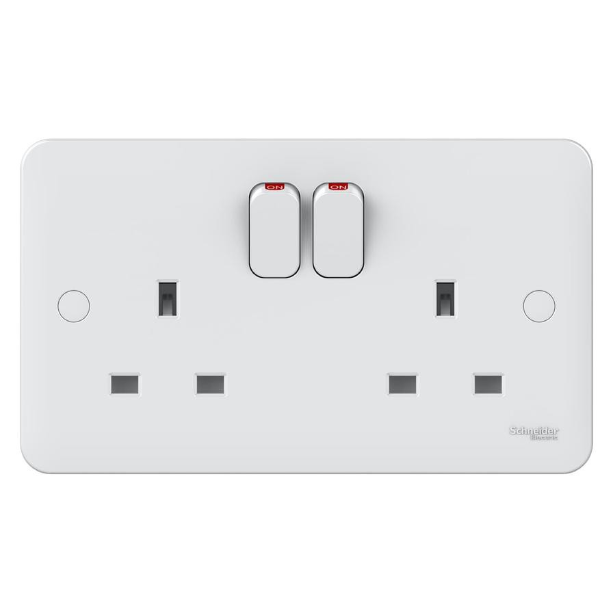 Schneider Electric Lisse 2 Gang Switched Socket (14.9 x 8.7 x 3.6 cm, 250 VAC)