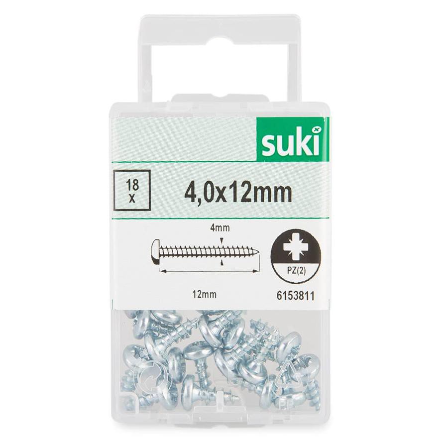 Suki® Chipboard Screws, Pozidriv – Zinc Plated (4 x 12 mm, 18 Pc.)