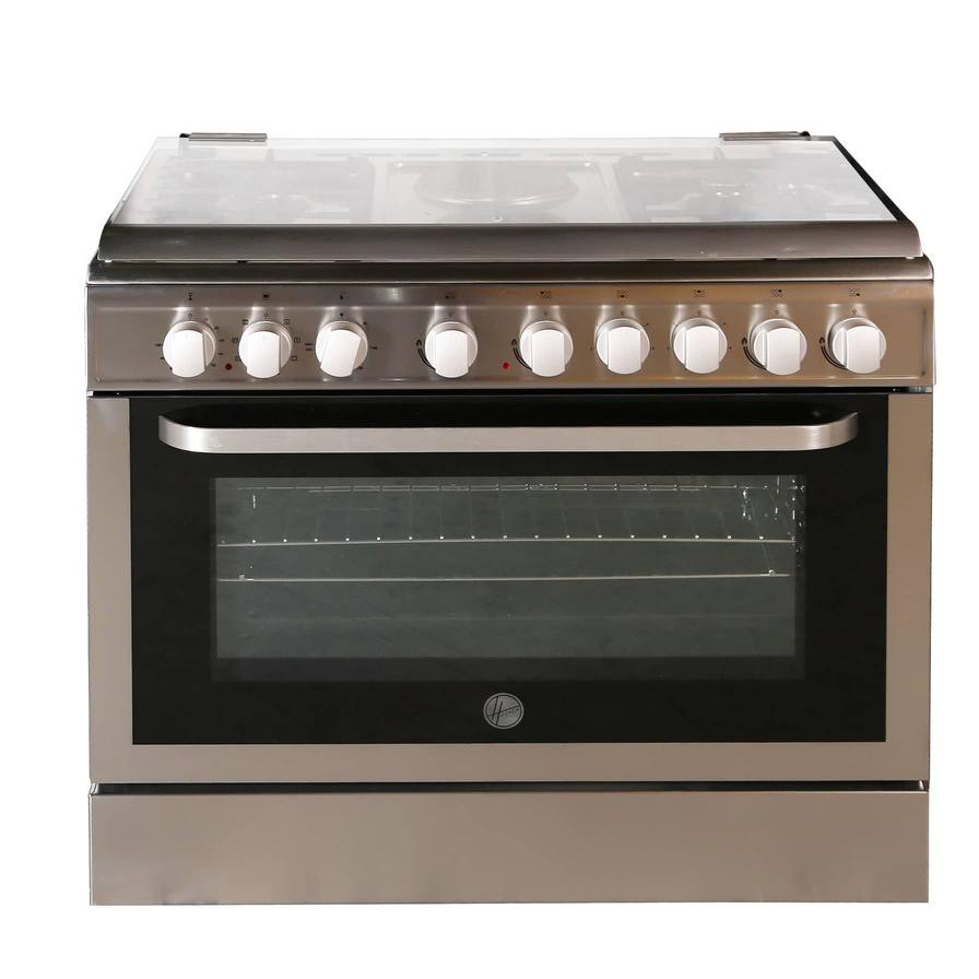 Hoover Freestanding 4-Burner + 2 Hot Plates Gas Cooker, FGC9042-3DEX (90 x 60 x 85 cm)