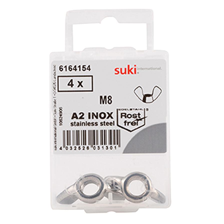 Suki Stainless Steel Wing Nuts  (M8, Pack of 4)