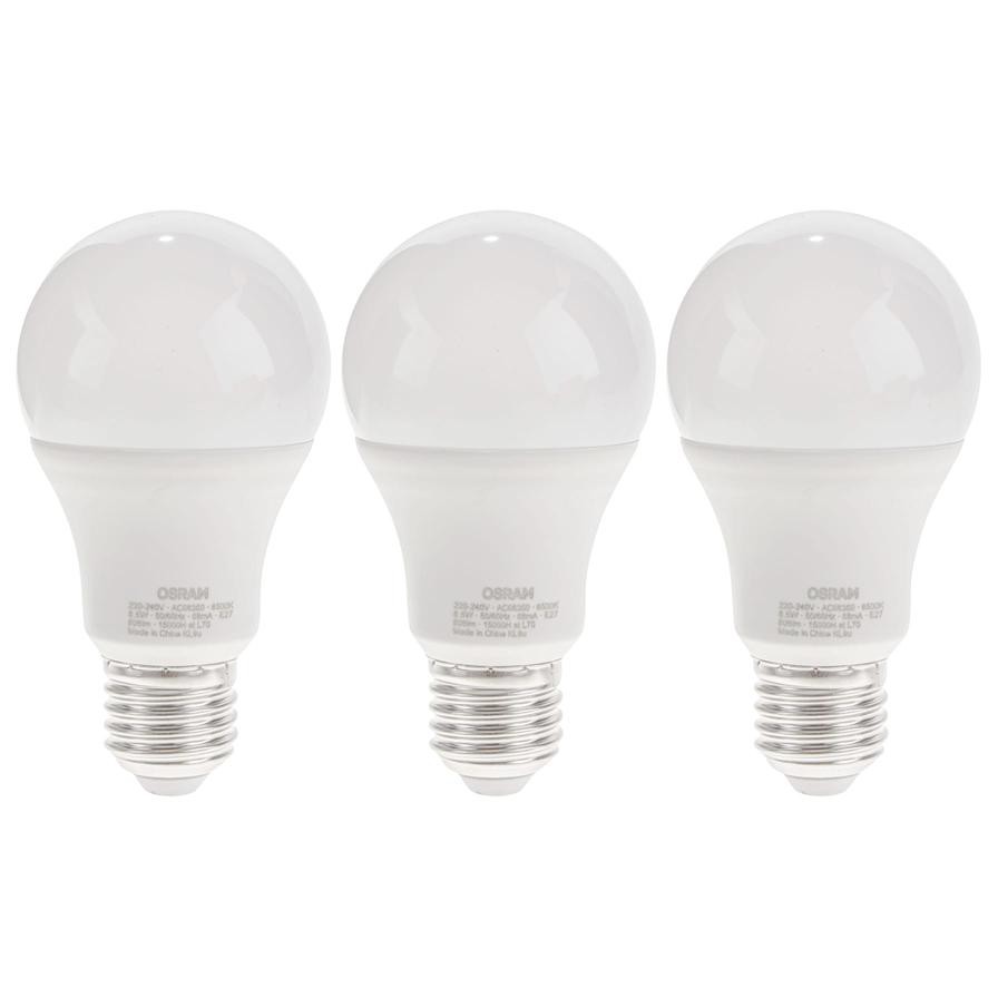 Osram E27 Classic A 60 LED Value Bulb Pack (8.5 W, Daylight)