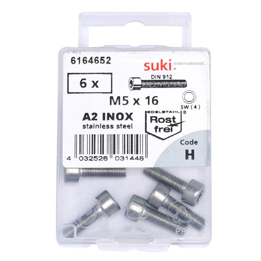 Suki M5 Pan-Head Hex Socket Machine Screws (16 mm, Pack of 6)