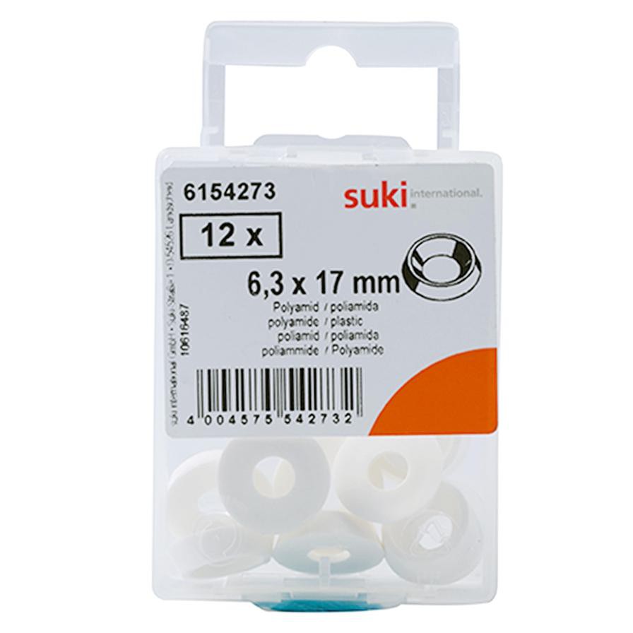 Suki 6154273 Raised Plastic Washer (17 x 6.3 mm, White, Pack of 12)