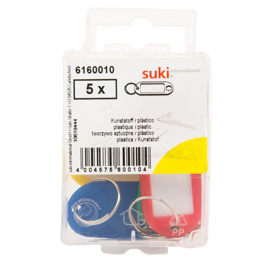 Suki Plastic Key Tags (Pack of 5, Multicolored)