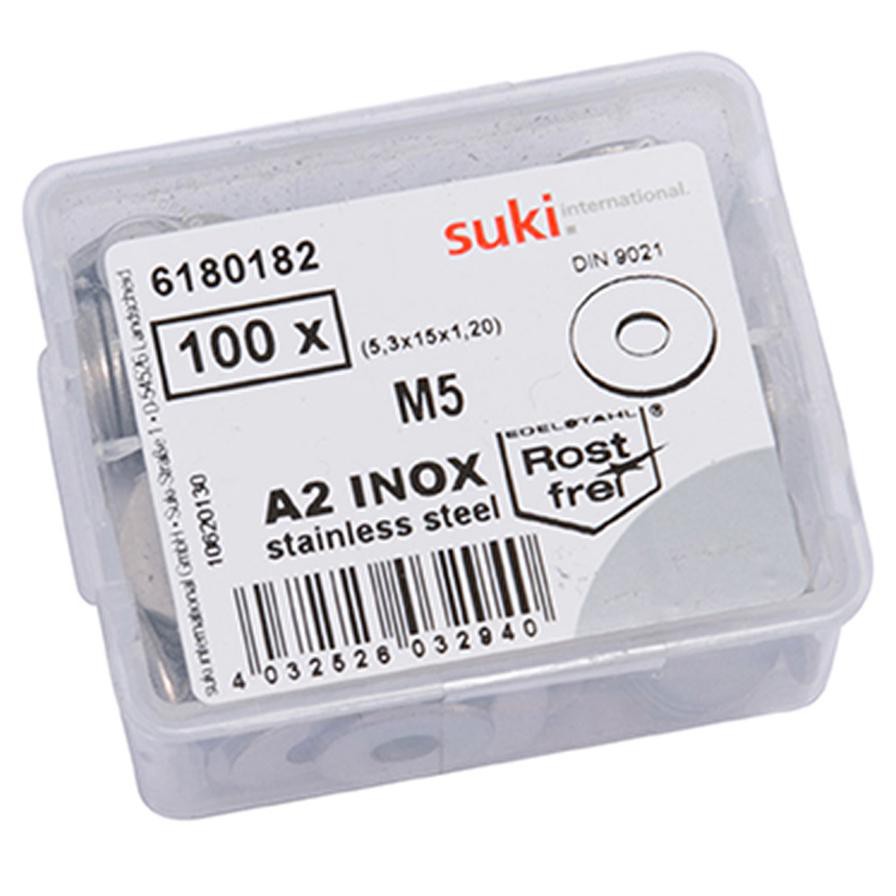 Suki Stainless Steel  DIN 9021 Flat Washers (M5, Pack of 100)