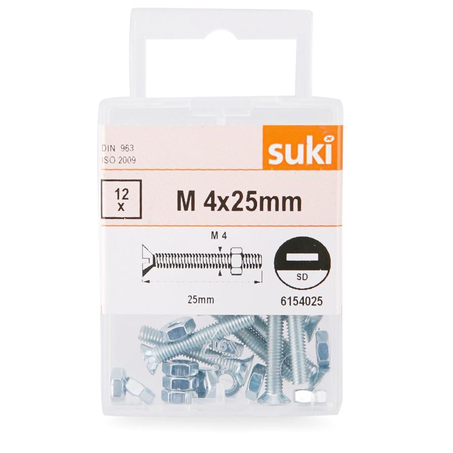 Suki 6154025 M4 Machine Screw (25 mm, Pack of 12)