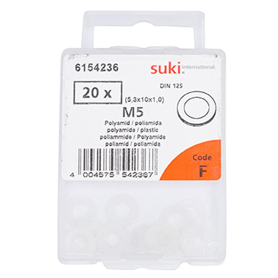 Suki DIN 125 A Flat Plastic Washers(M5, Pack of 20)