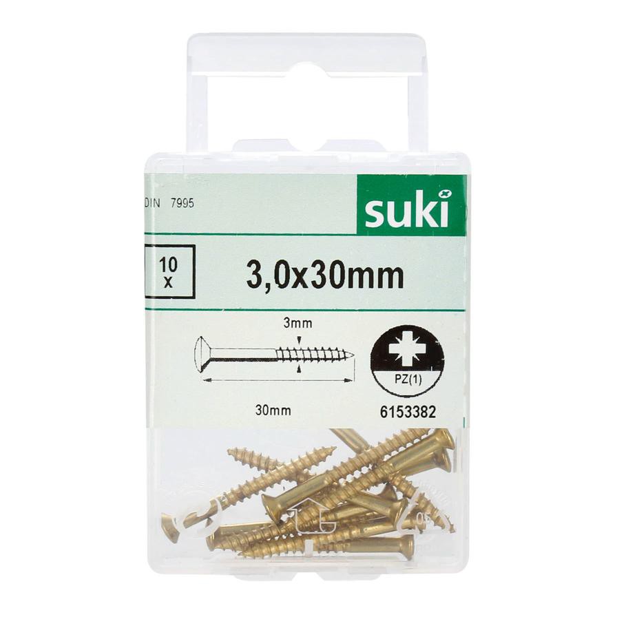Suki Wood Screws Pack (3 x 30 mm, DIN 7995, 10 Pc.)