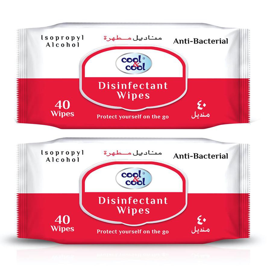 Cool & Cool Disinfectant Anti Bacterial Wipes Twin Pack