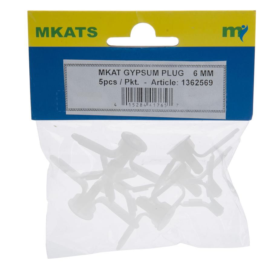 MKATS Gypsum Plug (6 mm, Pack of 5, White)