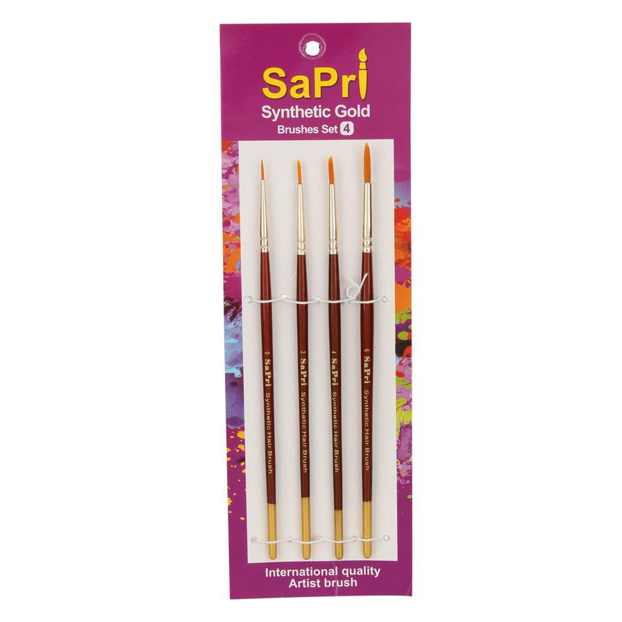 Sapri Series 66 Synthetic Gold Round Paint Brush Set (4 Pc.)