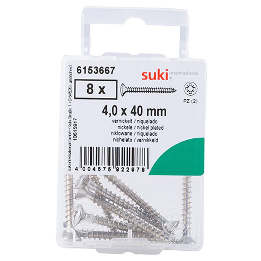 Suki 6153667 Oval-Head Chipboard Screws (4 x 0.4 cm, Pack of 8 )