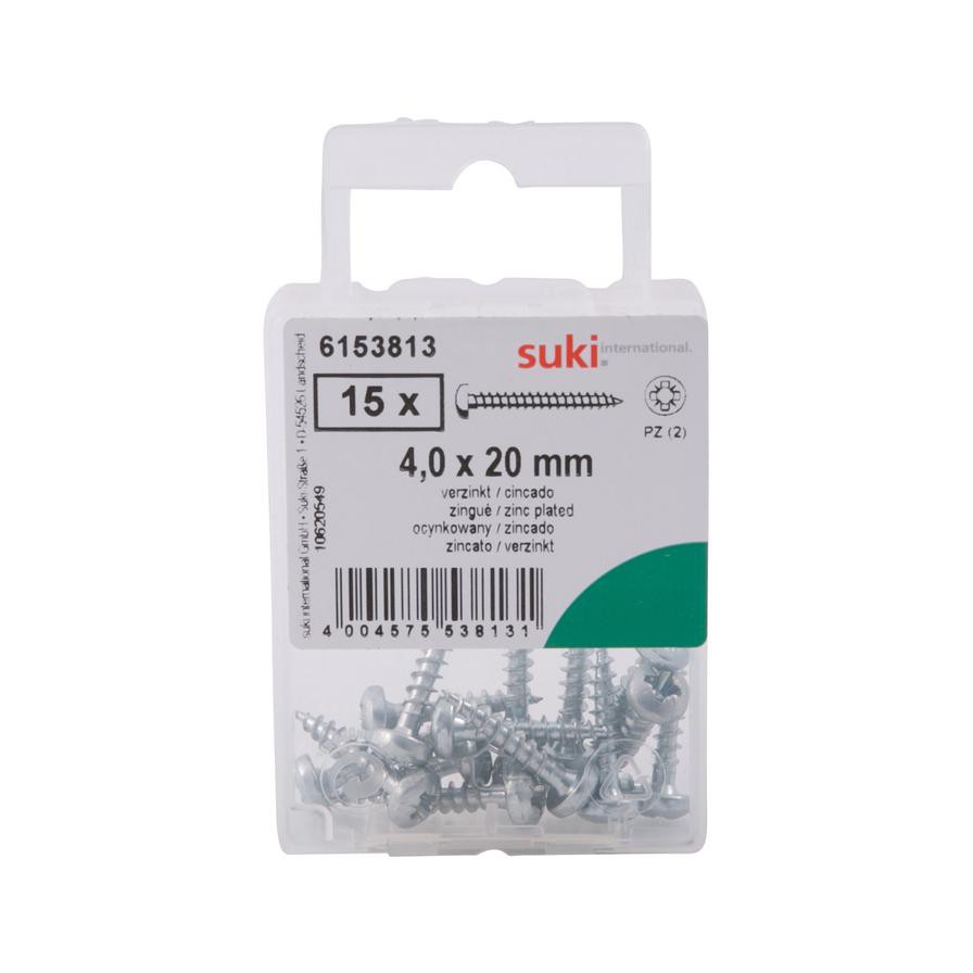 Suki Pozidriv Chipboard Screws (20 x 4 mm, Pack of 5)