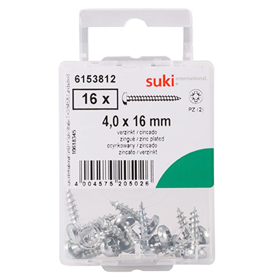 Suki Zinc-Plated Pan-Head Chipboard Screws (4 x 16 mm, Pack of 16)