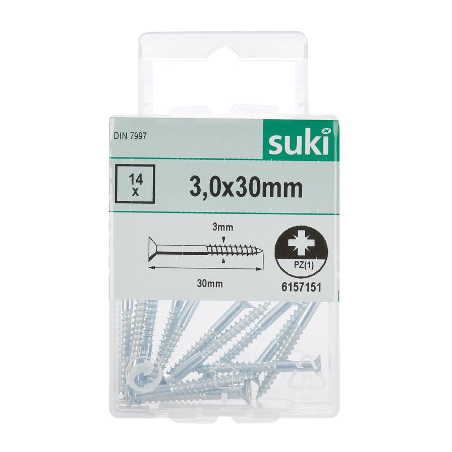 Suki Wood Screws Pack (3 x 30 mm, DIN 7997, 14 Pc.)