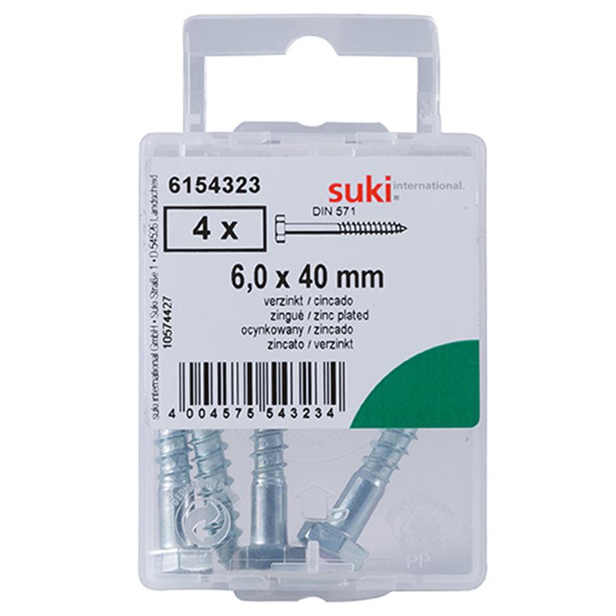 Suki 6154323 Hexagonal Wood Screws (4 x 0.6 cm, Pack of 4)