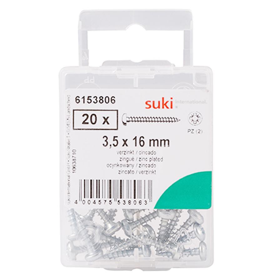 Suki Zinc Oval-Head Chipboard Screws (3.5 x 16 mm, Pack of 20)