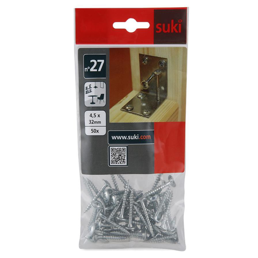 Suki Solutions Flat Top Screws (Pack of 50, 4.5 x 32 mm)