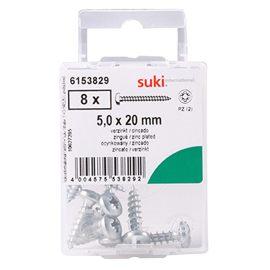 Suki 6153829 Raised Pan Style Chipboard Screws (2 x 0.5 cm, Pack of 8)