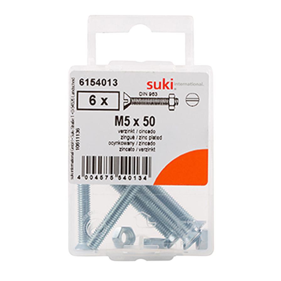 Suki M5 Flat-Head Countersunk Machine Screws (50 mm, Pack of 6)