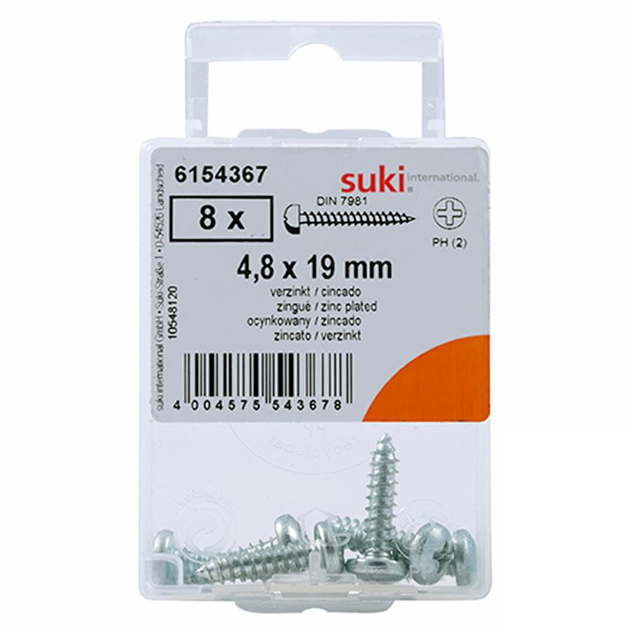 Suki 6154367 Countersunk Raised Self-Tapping Screws (1.9 x 0.5 cm, Pack of 8)