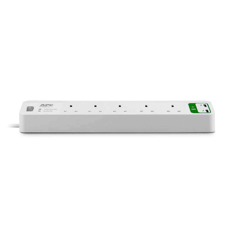 Schneider Electric 5-Outlet W/ 2 USB Port APC Essential Surge Arrest Outlet, PM5U-UK (230 V)