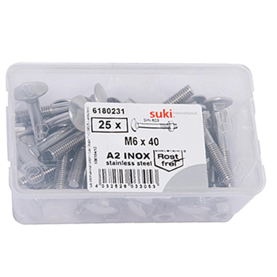 Suki Stainless Steel Cup Square Screws (M6 x 40 mm, Pack of 25)