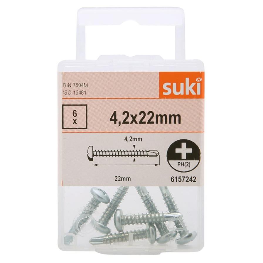 Suki Zinc-Plated Tapping Screws (4.2 x 22 mm, Pack of 6)