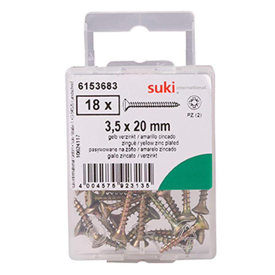 Suki Oval-Head Chipboard Screws (3.5 x 20 mm, Pack of 18)