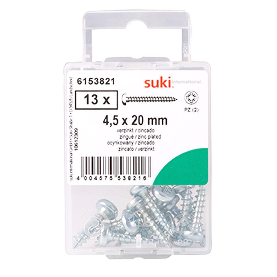 Suki Zinc Plated Pozidriv Chipboard Screws (4.5 x 20 mm, Pack of 12)