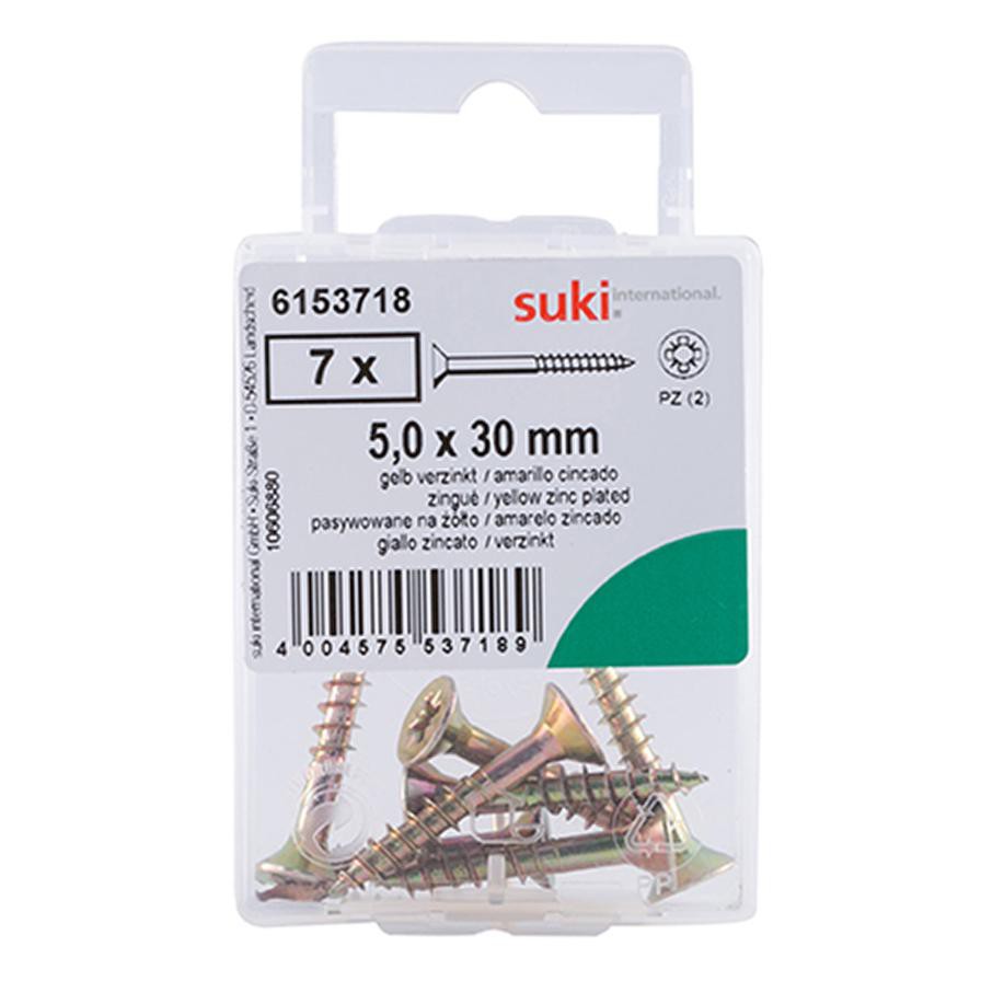 Suki 6153718 Countersunk Raised Chipboard Screws (3 x 0.5 cm, Pack of 7)