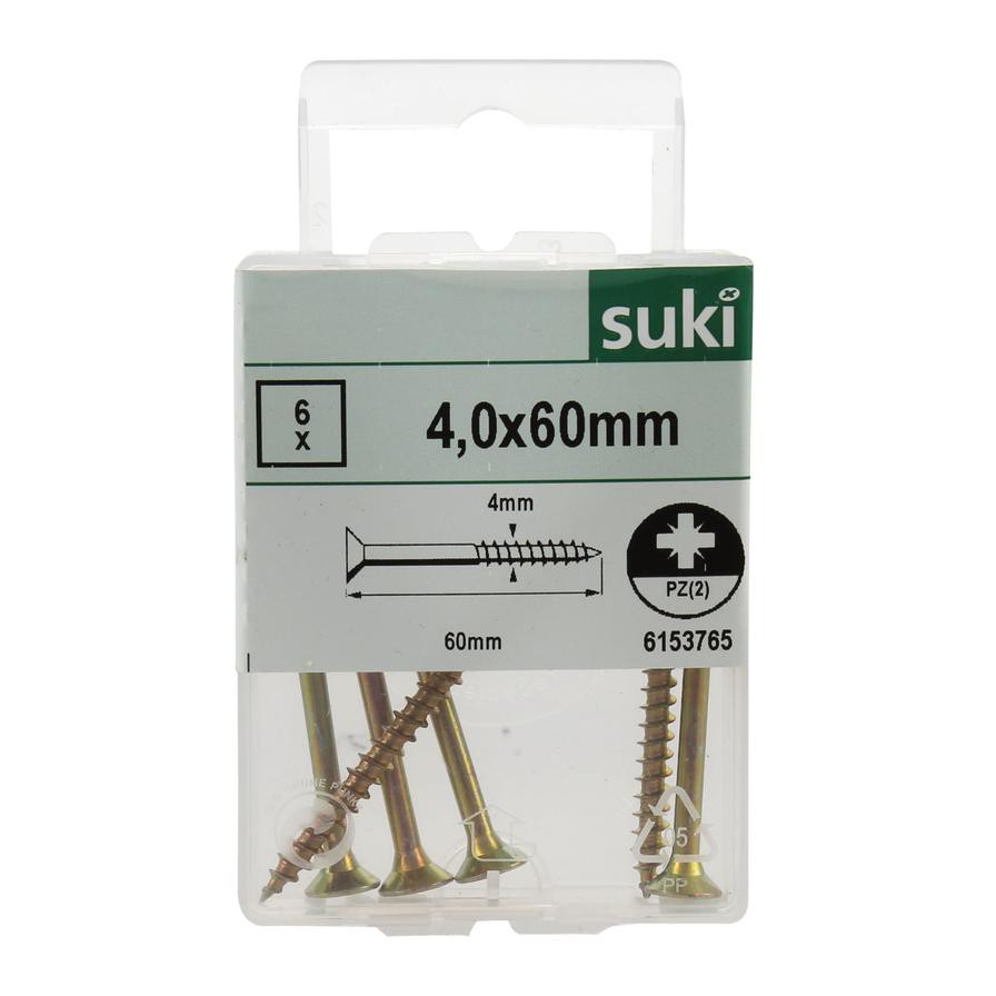 Suki Steel Chipboard Screw Pack (0.4 x 6 cm, 6 Pc.)