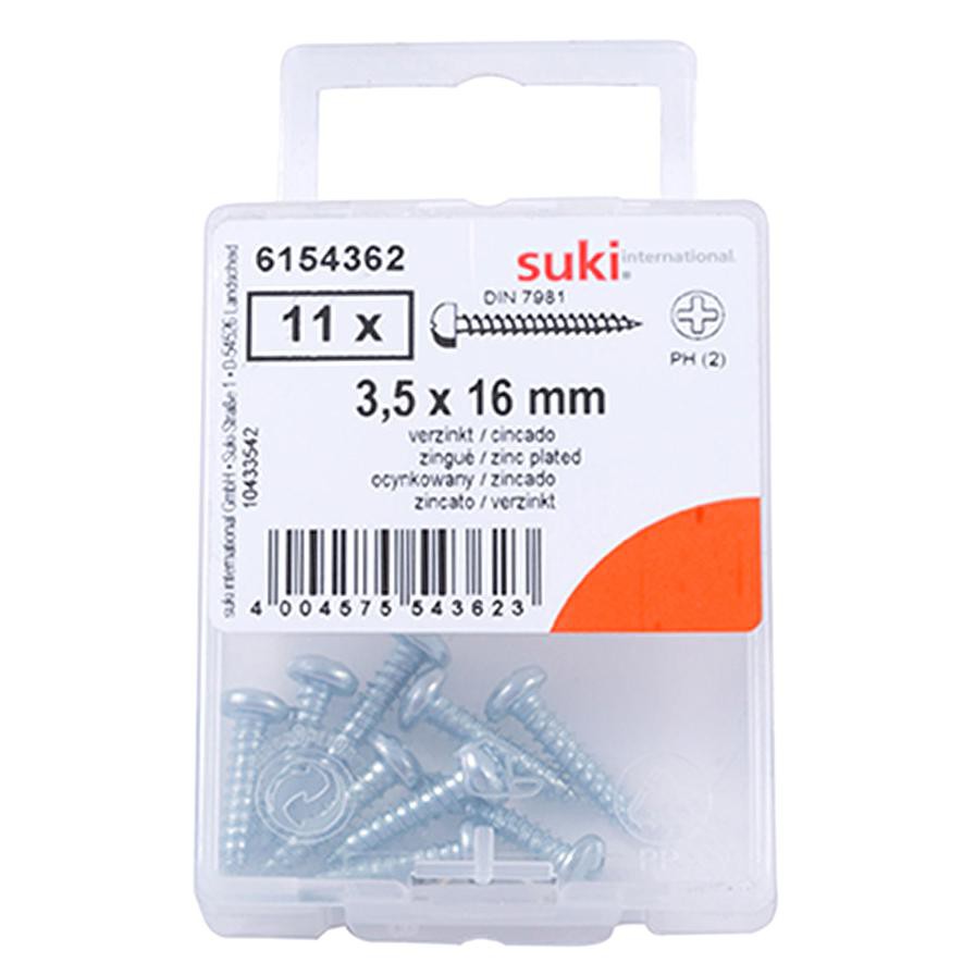 Suki 6154362 Pan-Head Tapping Screws (1.6 x 0.4 cm, Pack of 11)