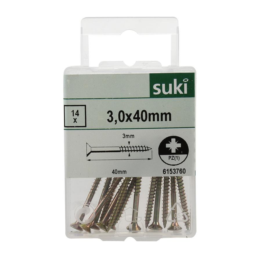 Suki Steel Chipboard Screw Pack (0.3 x 4 cm, 14 Pc.)