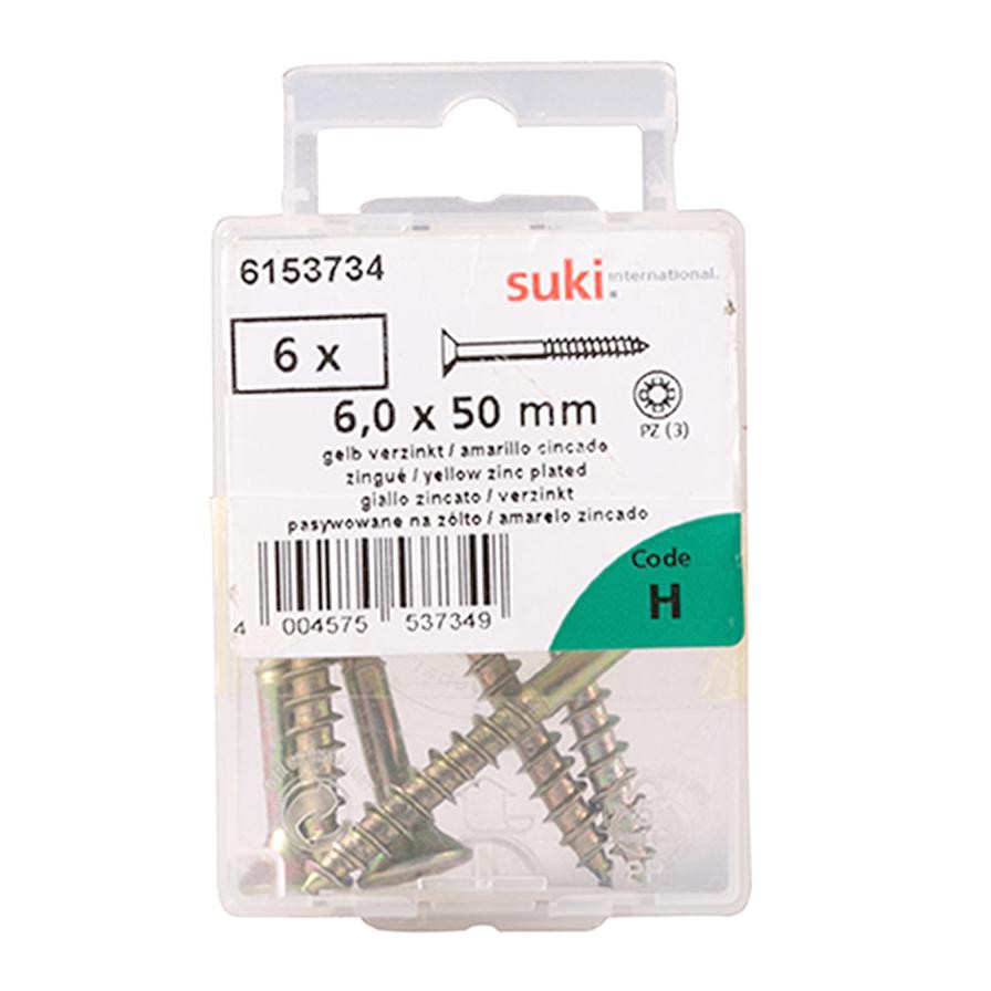 Suki 6153734 Countersunk Raised Chipboard Screws (5 x 0.6 cm, Pack of 6)