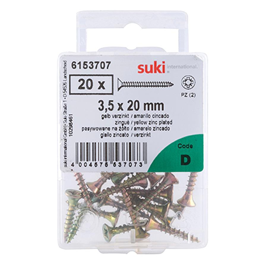 Suki Pozidriv Chipboard Screws (3.5 x 20 mm, Pack of 20)
