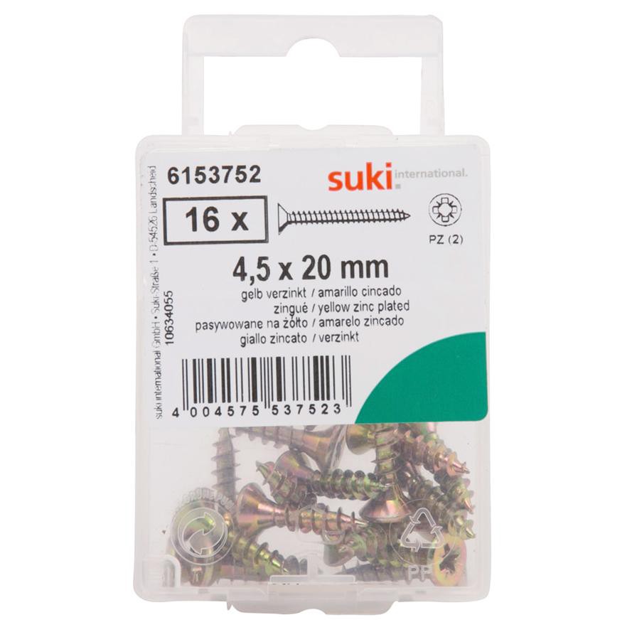 Suki Chipboard Screws (4.5 x 20 mm, Pack of 16)