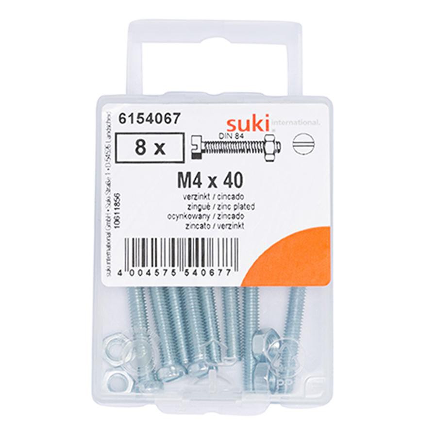 Suki Zinc-Plated Slotted Flat-Head Countersunk Machine Screws (M5 x 20 mm, Pack of 8)