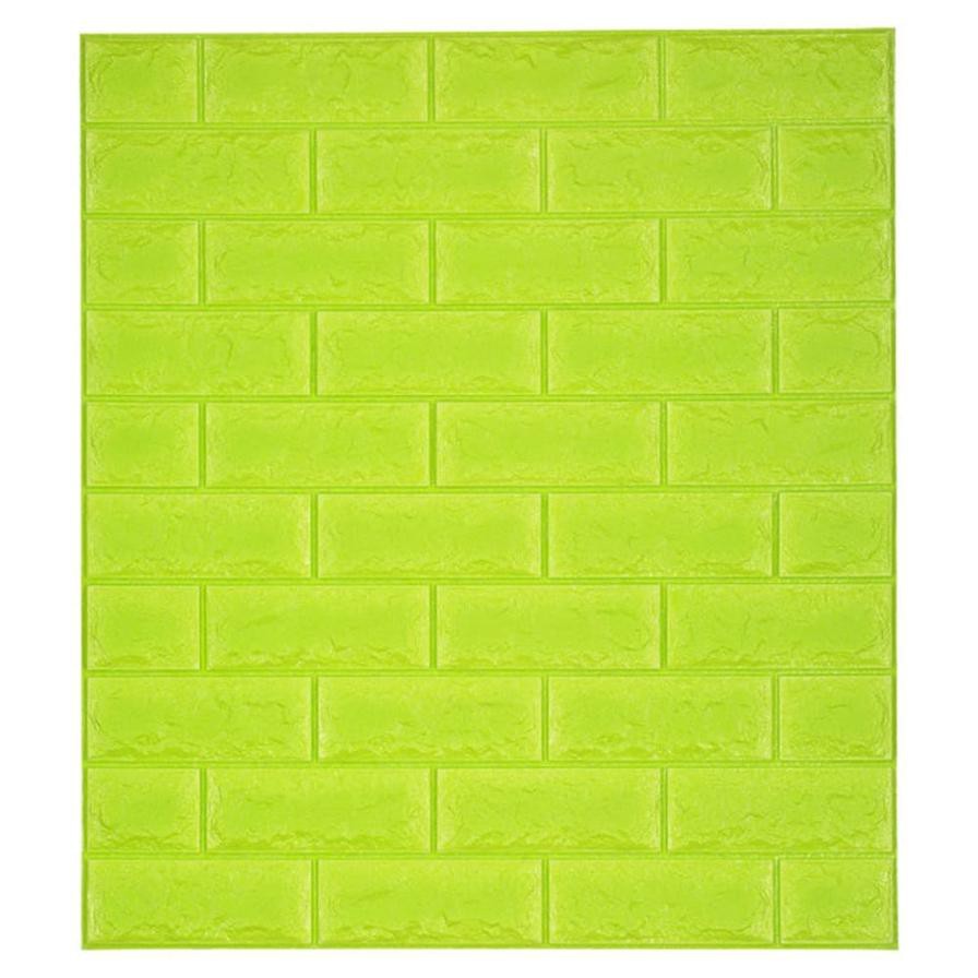غطاء حائط فوم تصميم طوب (75 × 66 سم، أخضر ليموني)