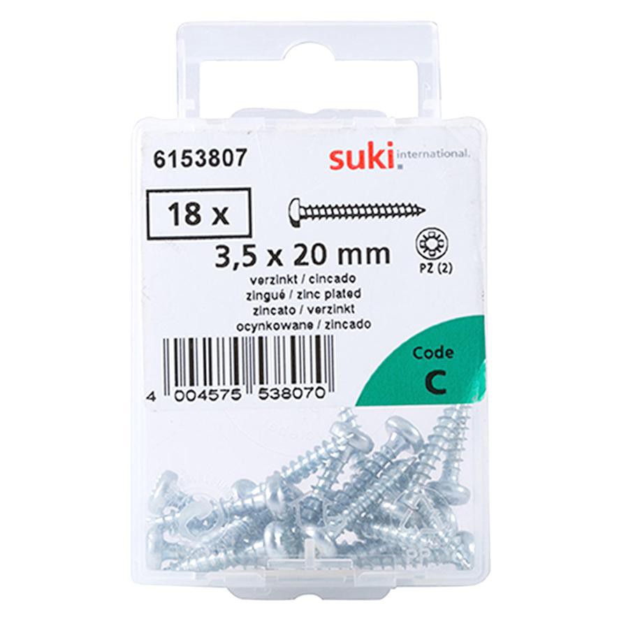 Suki Zinc-Plated Tapping Screws (3.5 x 19 mm, Pack of 30)