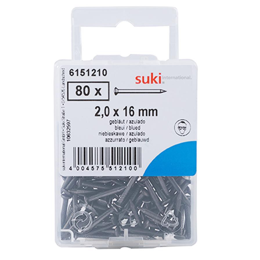 Suki Oval-Head Steel Nails (2 x 16 mm, Pack of 80 )