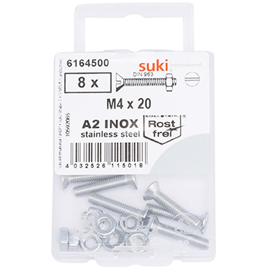 Suki Stainless Steel Slotted Machine Screws (M4 x 20 mm, Pack of 8)