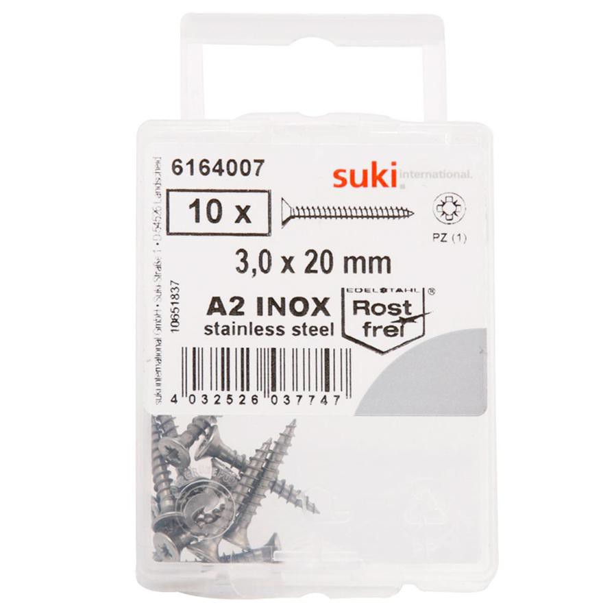 Suki Pozidriv Recess Chipboard Screws Pack (30 x 2 mm, 10 Pc.)