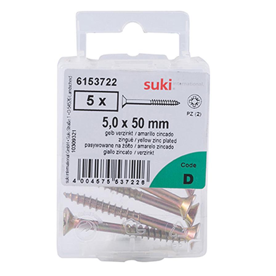 Suki Pozidriv Chipboard Screws (5 x 50 mm, Pack of 5)