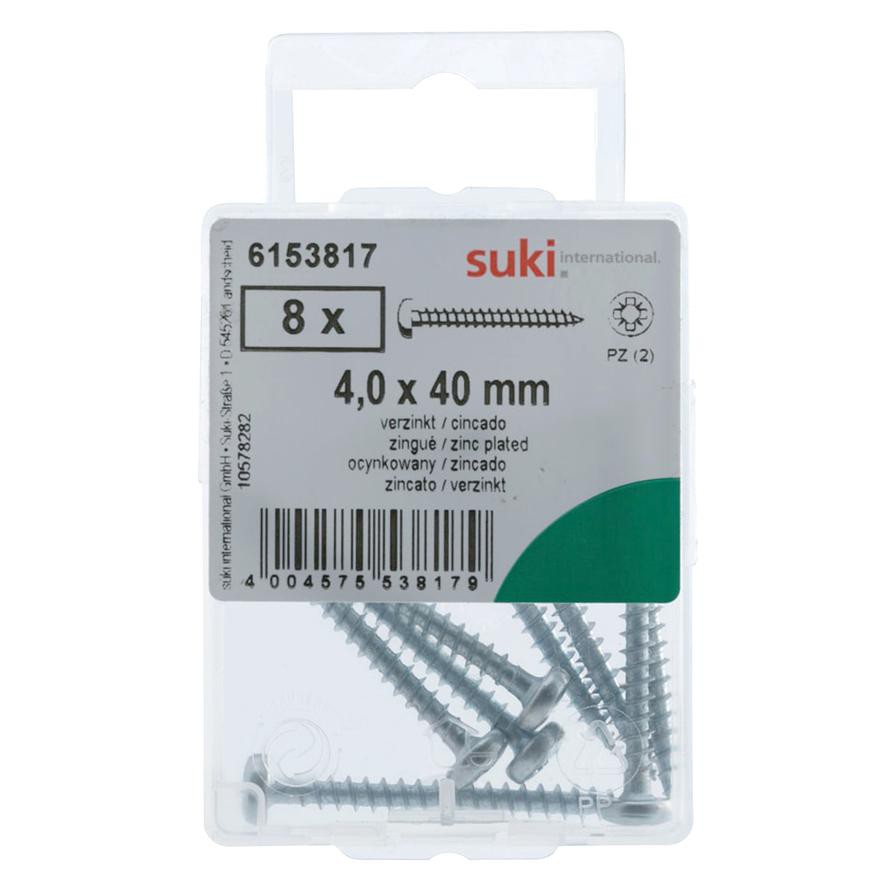 Suki 6153817 Raised Pan Style Chipboard Screws (4 x 0.4 cm, Pack of 8)