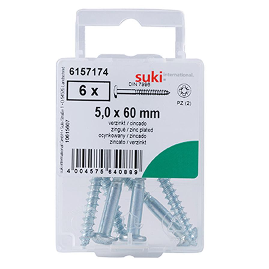 Suki Zinc Plated Pozidriv Pan Head Wood Screws (5 x 60 mm, Pack of 6)