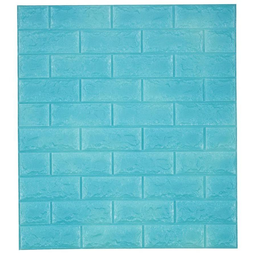 غطاء حائط فوم تصميم طوب (75 × 66 سم، فيروزي)